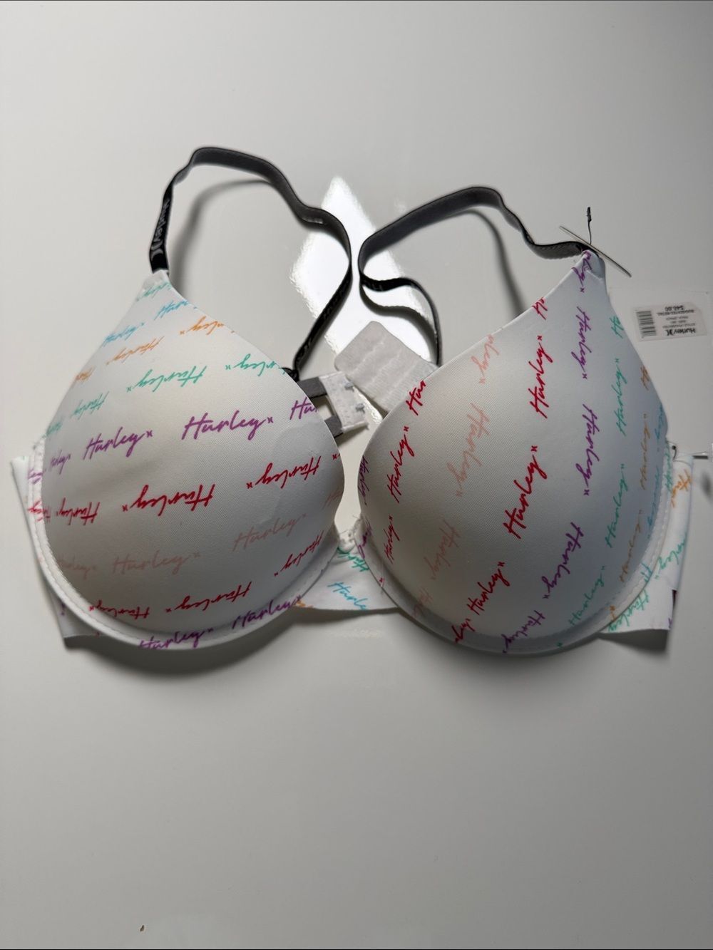 Hurley White Bra with Multicolor Script Logo